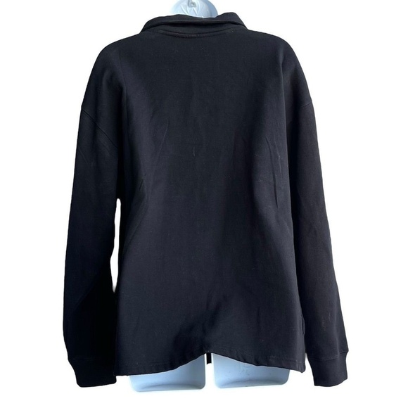 ISAACS DESIGNS Rhinestone Fleece Jacket Plus Size 1X Zip-Up Black Long Sleeve - Picture 2 of 3